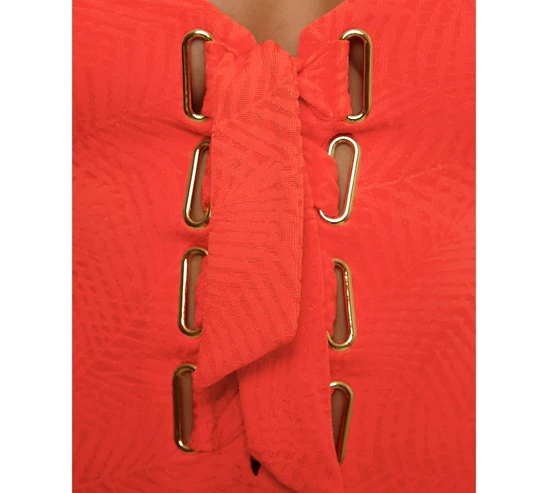 Trina Turk Women's Oasis Textured Lace-Up Grommet One-Piece Swimsuit