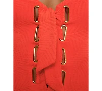 Trina Turk Women's Oasis Textured Lace-Up Grommet One-Piece Swimsuit