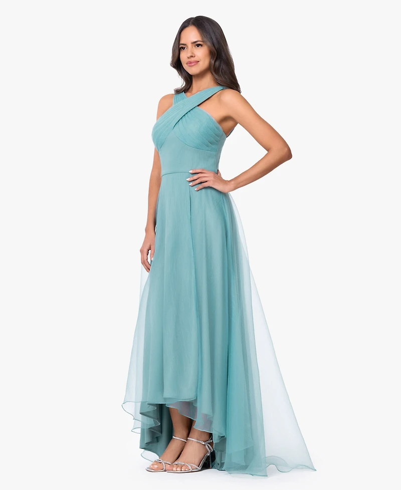 Betsy & Adam Women's Sleeveless Halter Neck Gown