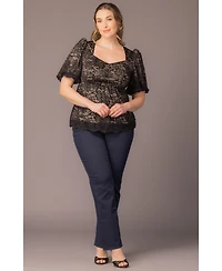 Kiyonna Plus Winsome Sweetheart Lace Peplum Top