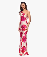 Xscape Petite One-Shoulder Printed Gown