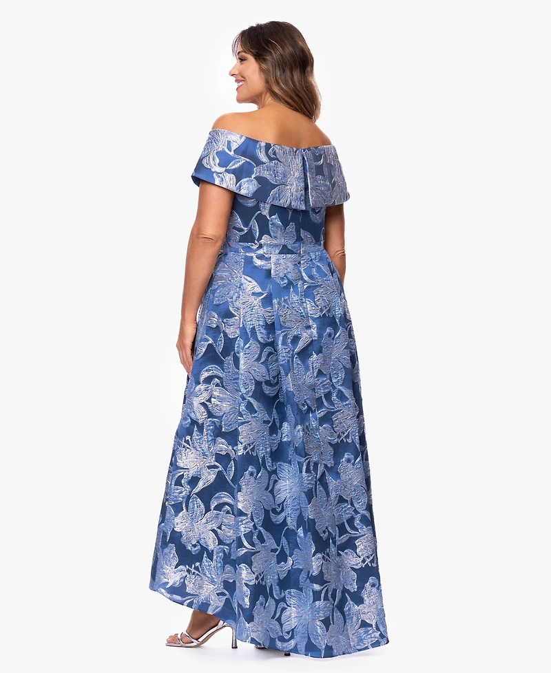 Xscape Plus High-Low Off-The-Shoulder Gown
