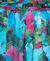 Xscape Plus Off-The-Shoulder Long-Sleeve Printed Gown