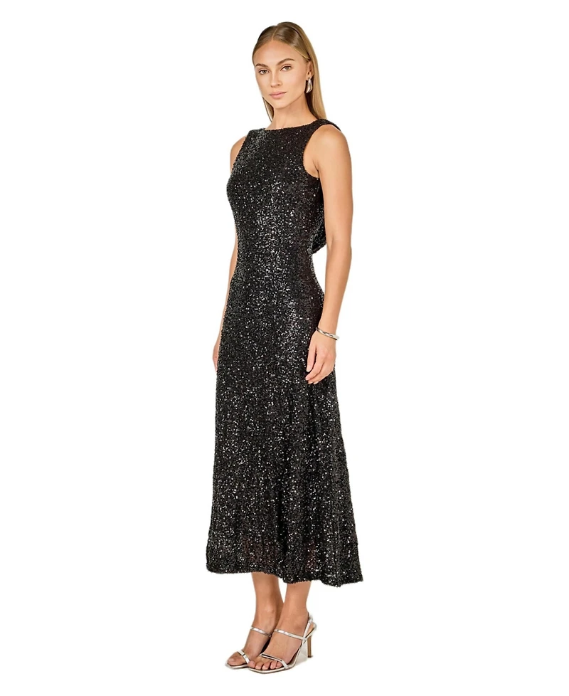 endless rose Women's Open Back Sleeveless Sequins Maxi Dress