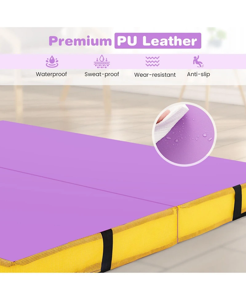 4-Foot Bi-Folding Gymnastic Tumbling Mat with Handles and Cover