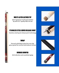 Gse Games & Sports Expert 58" 2-Piece Red Canadian Maple Hardwood Billiard Pool Cue Stick for Men/Women