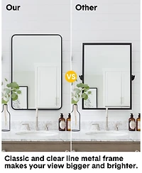 Homfan Mirror Wall Mounted, Metal Frame Mirror Dressing Make-Up Vanity Mirror, Anti-Rust, Tempered Glass for Bathroom, Entryway, Living Room, Hallway