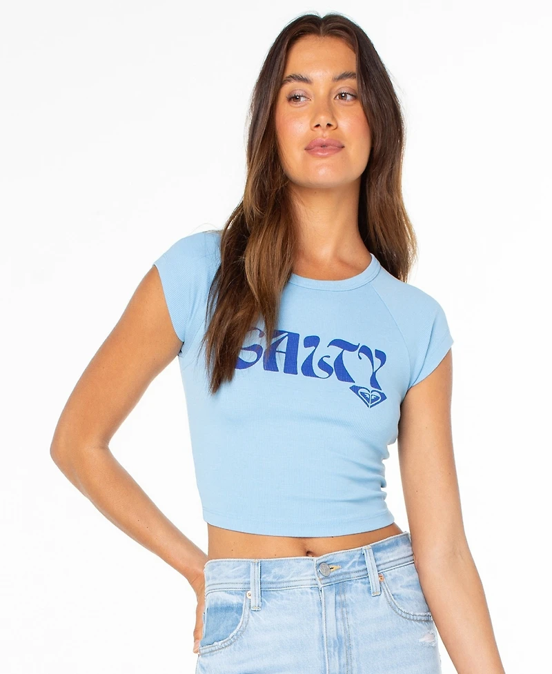 Roxy Women's Salty Feels Short-Sleeve Crop Top