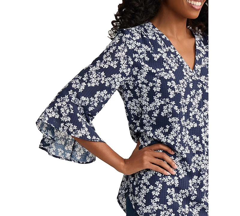 Jones New York Women's V-Neck Flutter-Sleeve Top