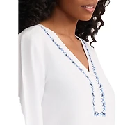 Jones New York Women's V-Neck Popover Top