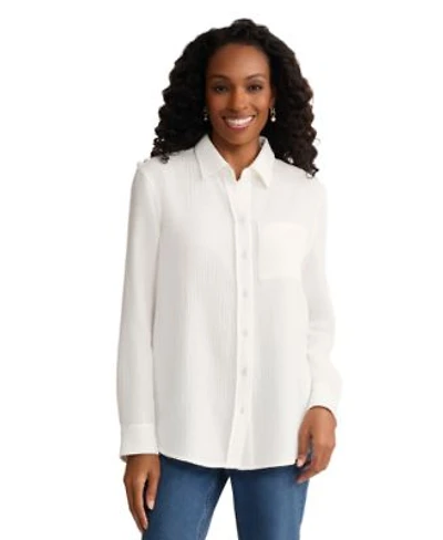 Jones New York Womens Long Sleeve Button Down Shirt