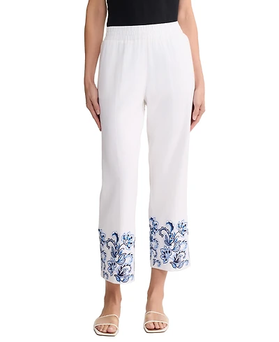 Jones New York Women's Embroidered Crop Pants