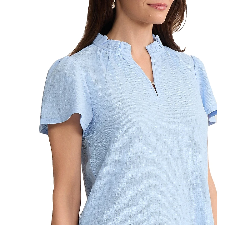 Jones New York Women's Flutter-Sleeve V-Neck Top