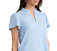 Jones New York Women's Flutter-Sleeve V-Neck Top