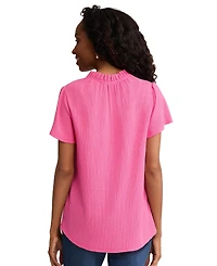 Jones New York Women's Flutter-Sleeve V-Neck Top