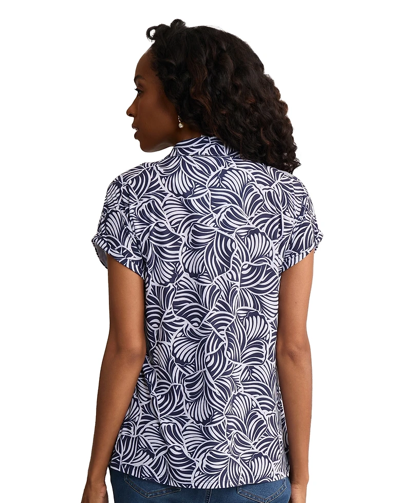 Jones New York Women's Extended Shoulder Button-Front Top