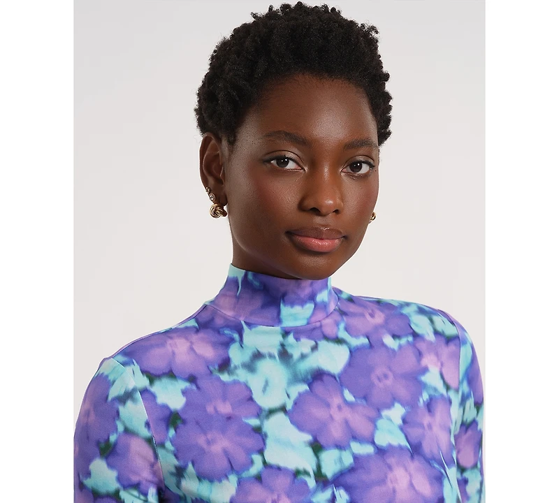 Isaac Mizrahi Women's Short-Sleeve Turtle Neck Knitted Top