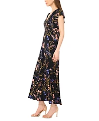 Msk Women's Flutter Sleeve V-Neck Midi Dress