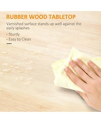 Yigii Kitchen trolley with beveled shelves and storage cabinets, solid wood top, adjustable shelves