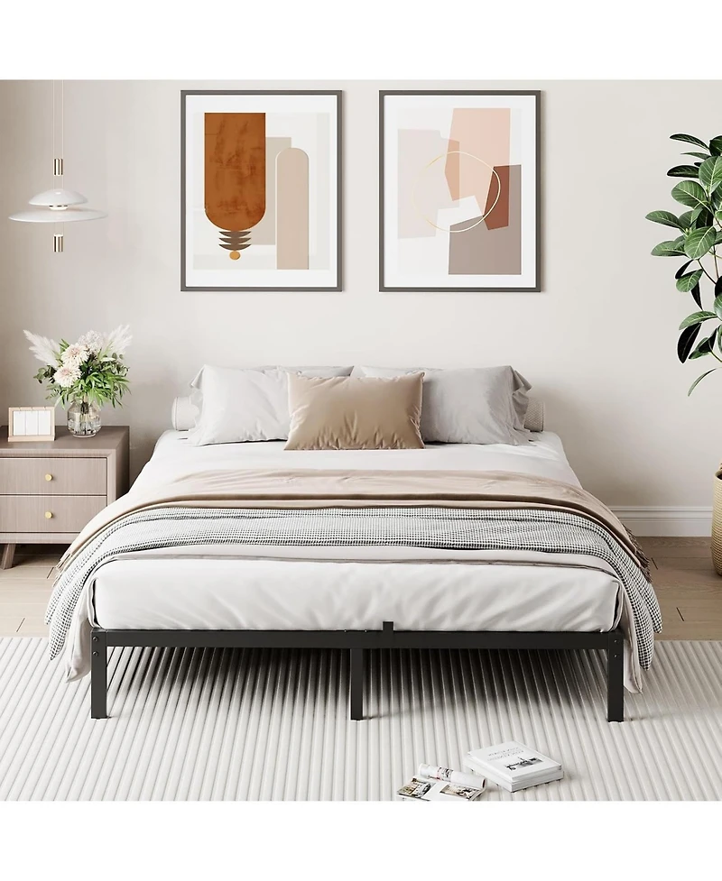 gaomon Full Metal Platform Bed Frame Heavy Duty Quiet Storage Slats No Box Spring Kid Friendly