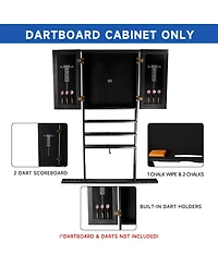 Gse Games & Sports Expert Wood 10 Billiard Pool Cue Rack & Dart Board Cabiner Combination Rack Only