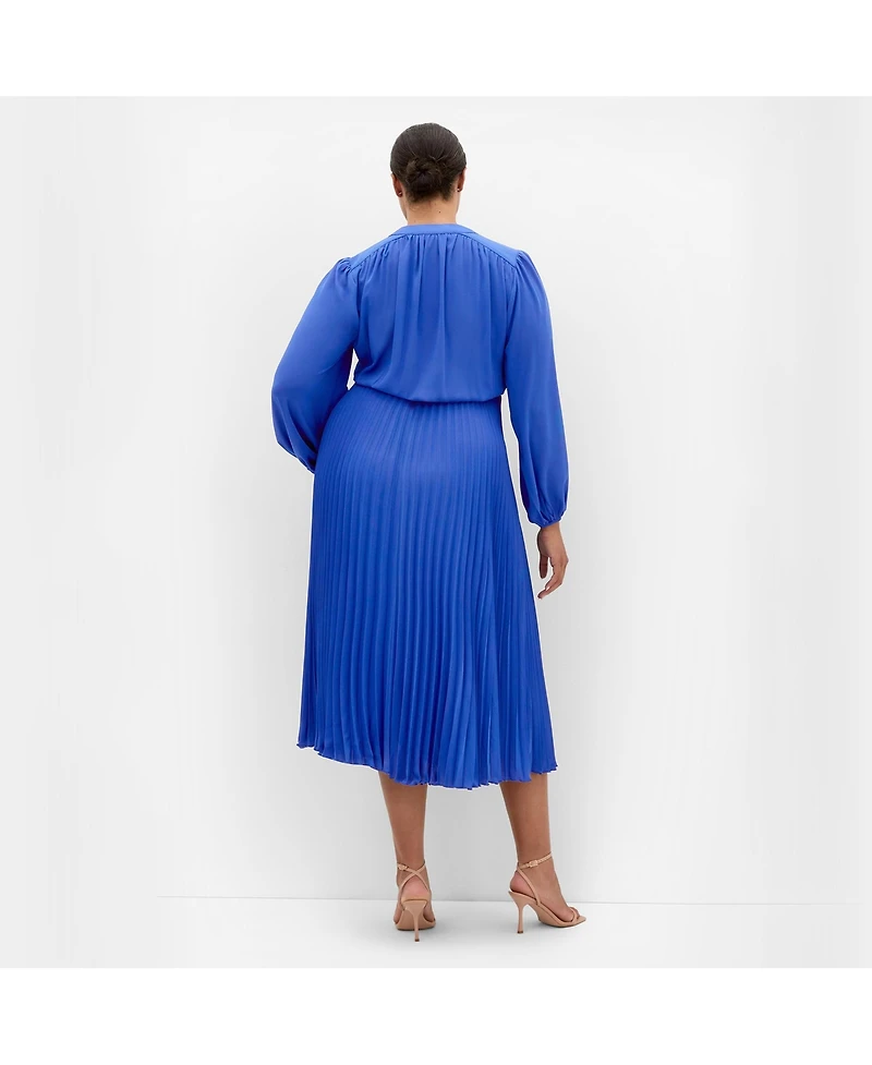 City Chic Women's Halle Long Sleeve Pleat Dress