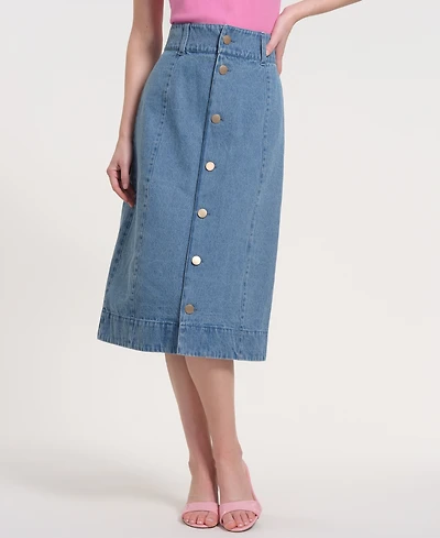 Isaac Mizrahi Women's Button-Front Denim Maxi Skirt