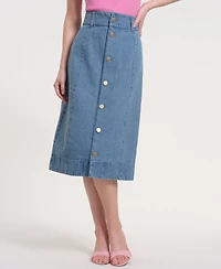 Isaac Mizrahi Women's Button-Front Denim Maxi Skirt