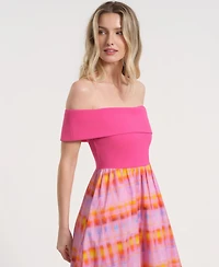 Isaac Mizrahi Women's Off-The-Shoulder Printed Maxi Dress