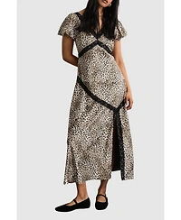 Warehouse Women's Printed Puff Sleeve Midi Dress