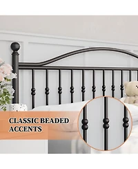 gaomon King Size Metal Platform Bed Frame with Victorian Style Wrought Iron-Art Headboard and Footboard,Mattress Foundation,Under Bed Storage,Noise