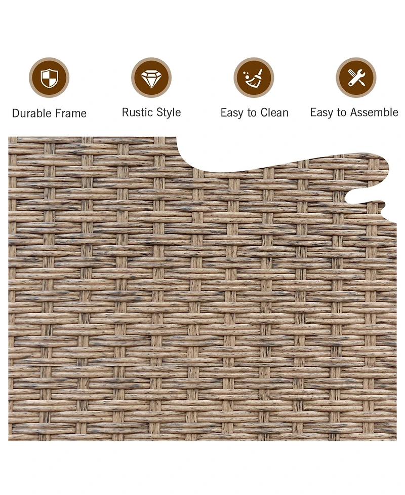 Gymax 3PCS Rattan Patio Conversation Furniture Set w/ Wooden Feet Cushions