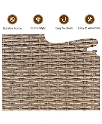 Gymax 3PCS Rattan Patio Conversation Furniture Set w/ Wooden Feet Cushions