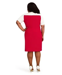 Kasper Women's Short-Sleeve Crewneck Colorblocked Midi Dress