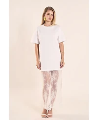 endless rose Women's Mixed Media Lace T-Shirt Dress