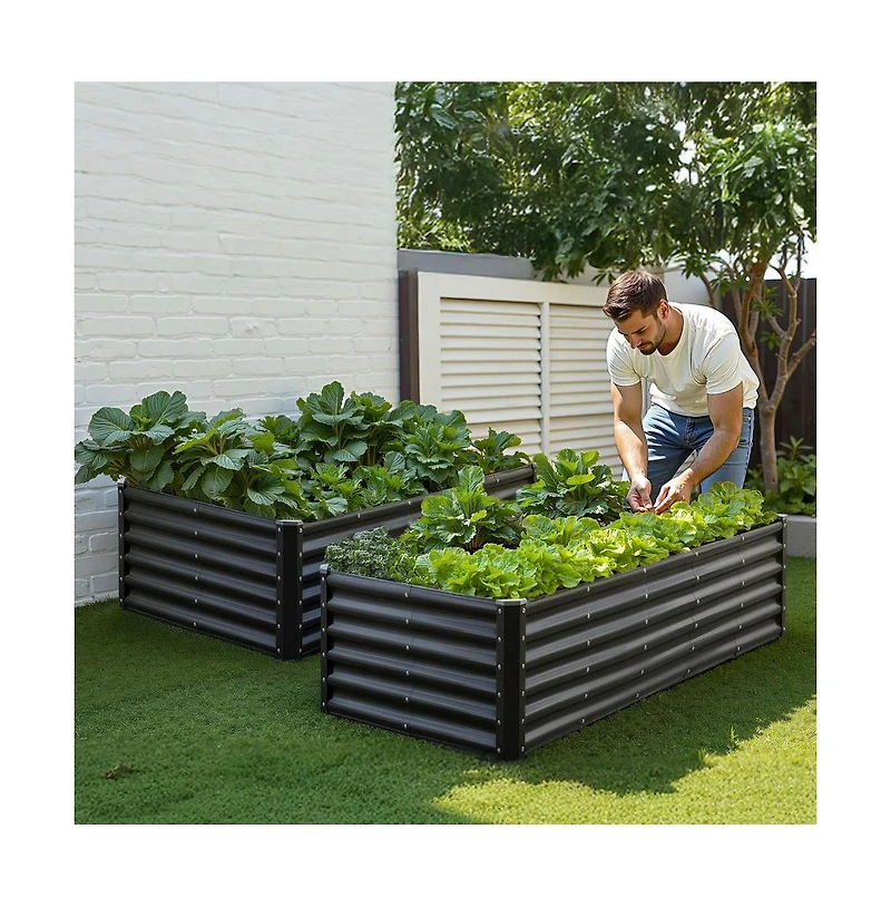 Slickblue 6x3x1.4 ft Galvanized Metal Raised Garden Bed