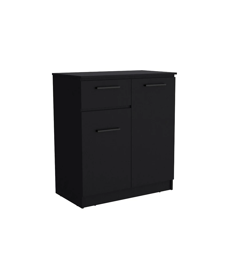 flynama Premium Idaho Dresser with 2 Door Cabinets and 1 Drawer Black Finish Compact Storage Solution for Bedroom Living Room