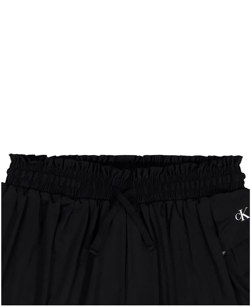 Calvin Klein Girls' 7-16 Smocked Waist Pull-On Tech Shorts