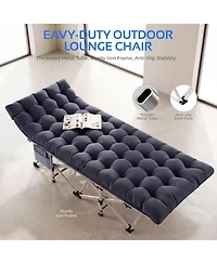 Folding Camping Cot with Removable Cotton Mattress for Office, Home and Beach, 450 lbs