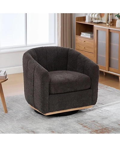 Streamdale Furniture 31.89" Wide Modern Chenille Swivel Chair, Upholstered Barrel Armchair for Living Room, Office