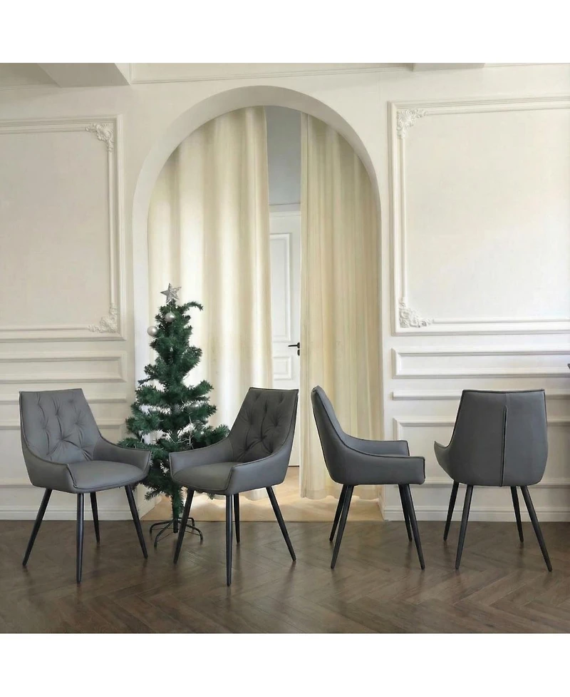 Streamdale Furniture Dining Chairs Set of 4, Faux Leather, Mesh Texture, Legs