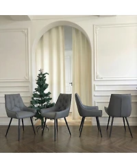 Streamdale Furniture Dining Chairs Set of 4, Faux Leather, Mesh Texture, Legs