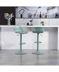 Streamdale Bar Stools Set of 2 - Adjustable Swivel Pu Leather Kitchen Island Chairs - Mint Green