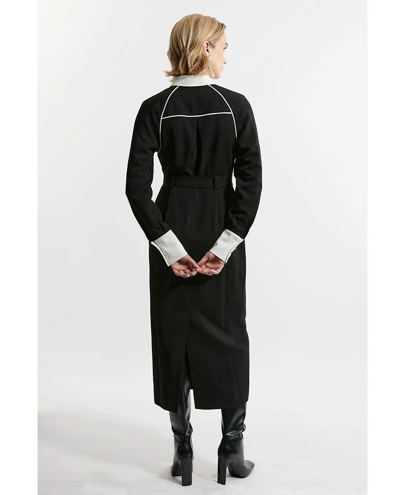 Karen Millen Women's Twill Collared Woven Midi Dress