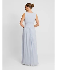Six Stories Women's Pleated Plunge Maxi Dress