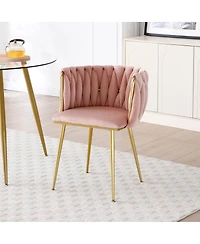 Streamdale Furniture Modern Velvet Dining Chairs Set of 2 with Golden Metal Legs