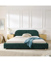 Streamdale Furniture Modern Queen Green Fabric Bed with Headboard