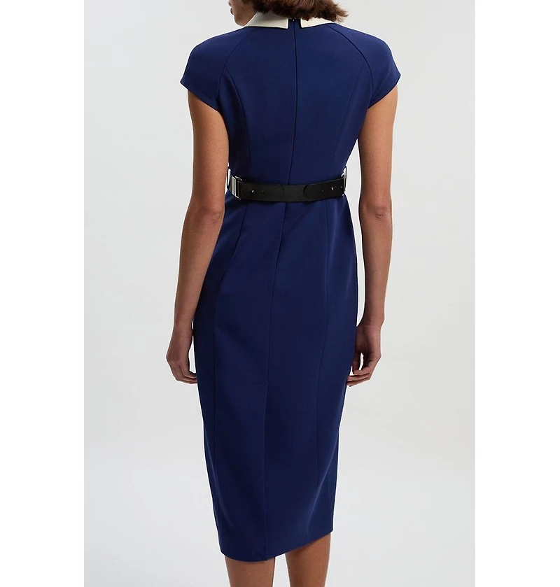 Karen Millen Women's Contrast Collar Tailored Midi Dress