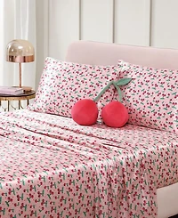 Betsey Johnson Cherry Pillow Novelty Decorative Pillow, 14" X 14"