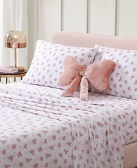 Betsey Johnson Velvet Bow Novelty Decorative Pillow, 18" X 18"